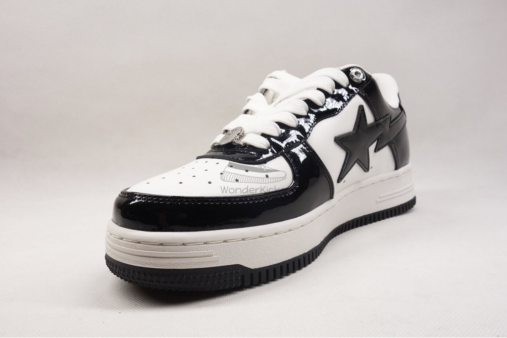 a bathing ape bape sta patent leather black white