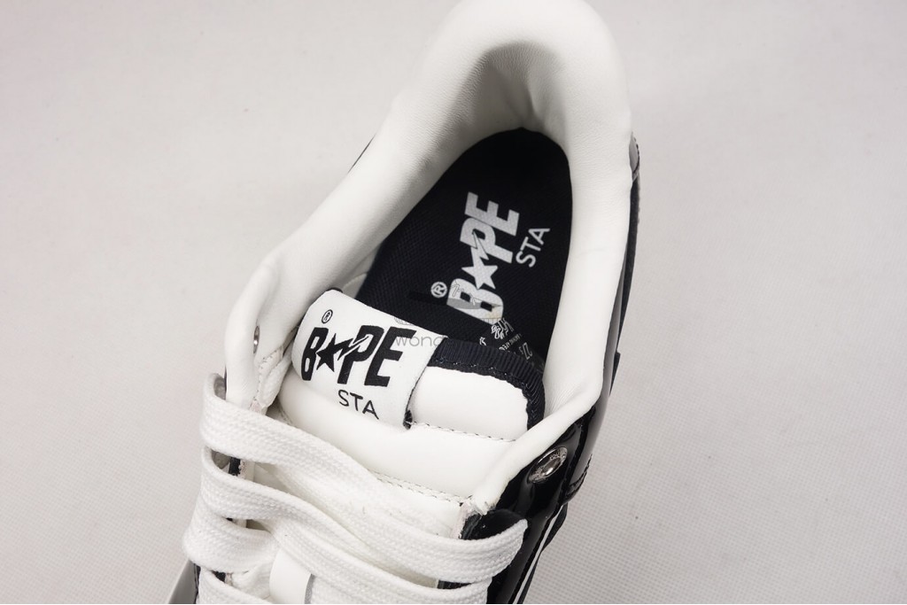 a bathing ape bape sta patent leather black white