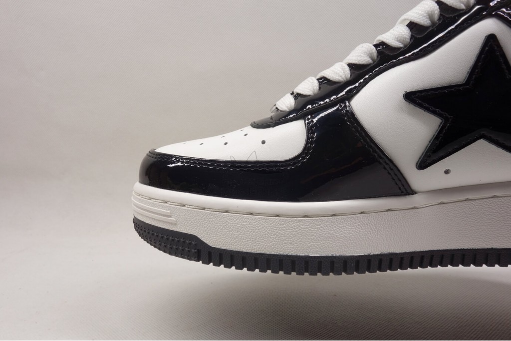 a bathing ape bape sta patent leather black white