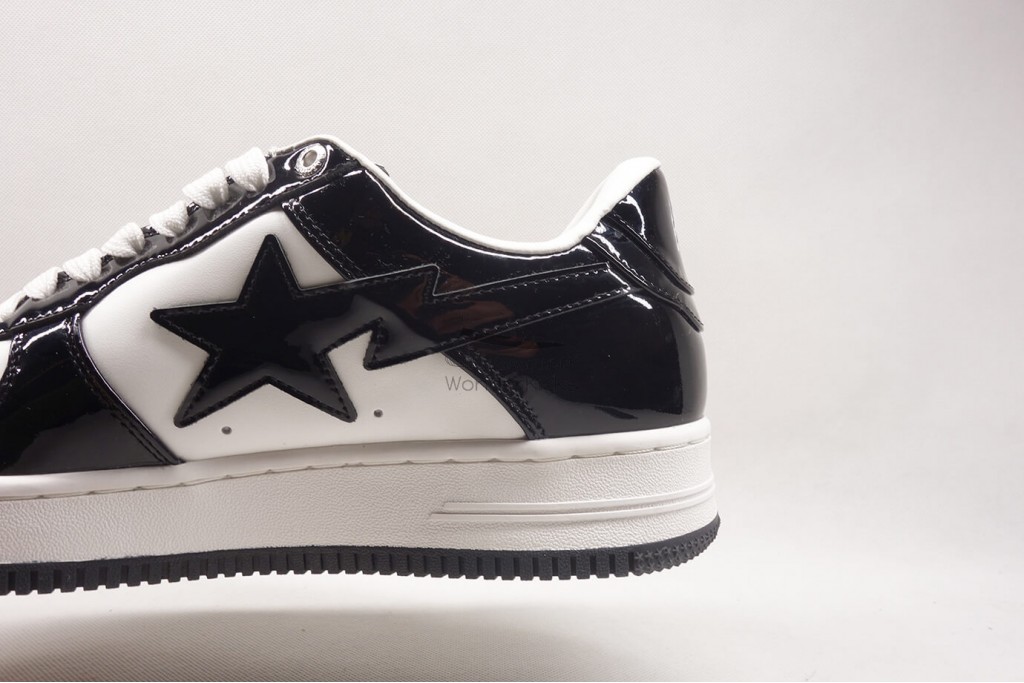 a bathing ape bape sta patent leather black white