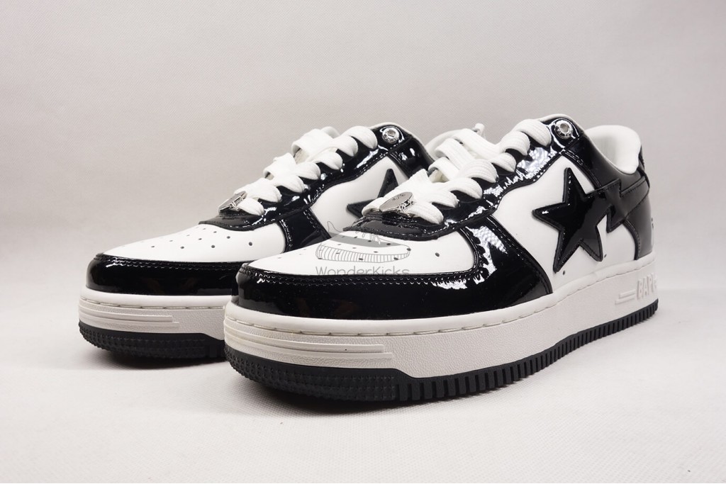 a bathing ape bape sta patent leather black white