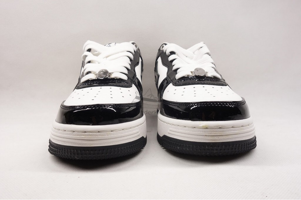 a bathing ape bape sta patent leather black white