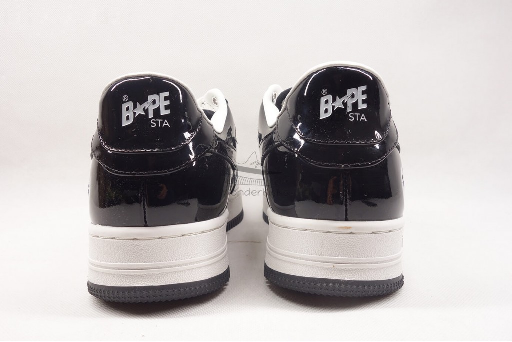 a bathing ape bape sta patent leather black white