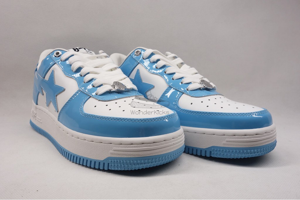 a bathing ape bape sta patent leather blue white