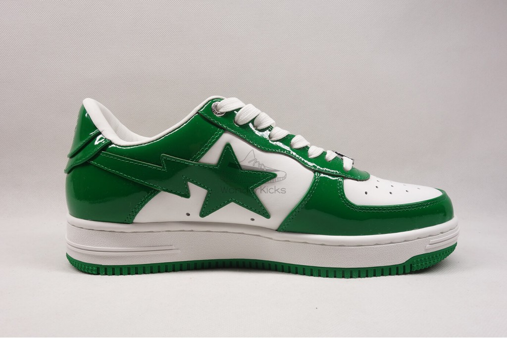 a bathing ape bape sta patent leather green white