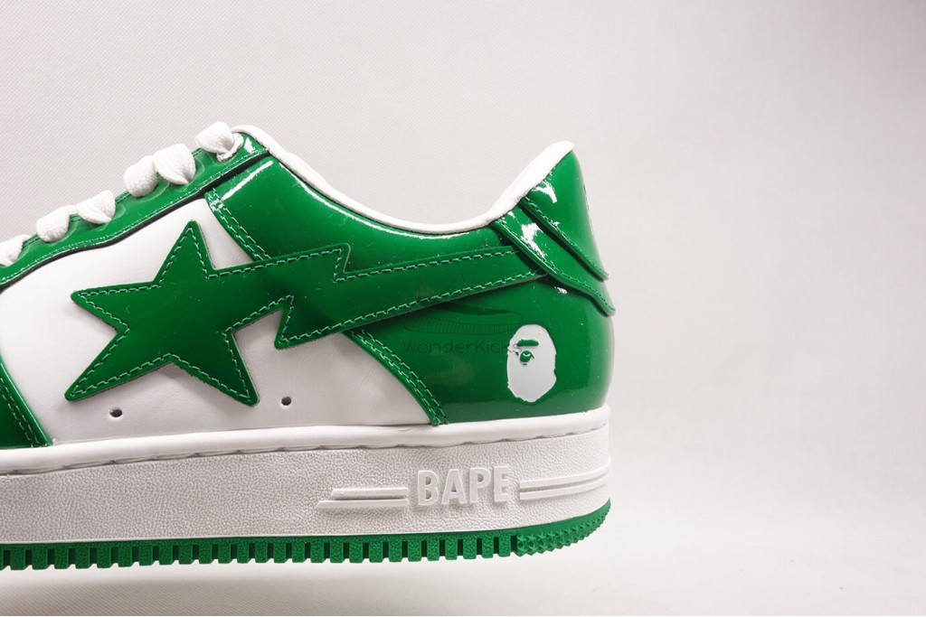 a bathing ape bape sta patent leather green white