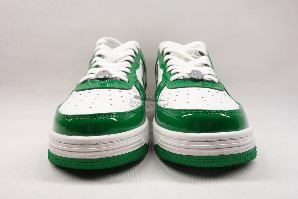 a bathing ape bape sta patent leather green white