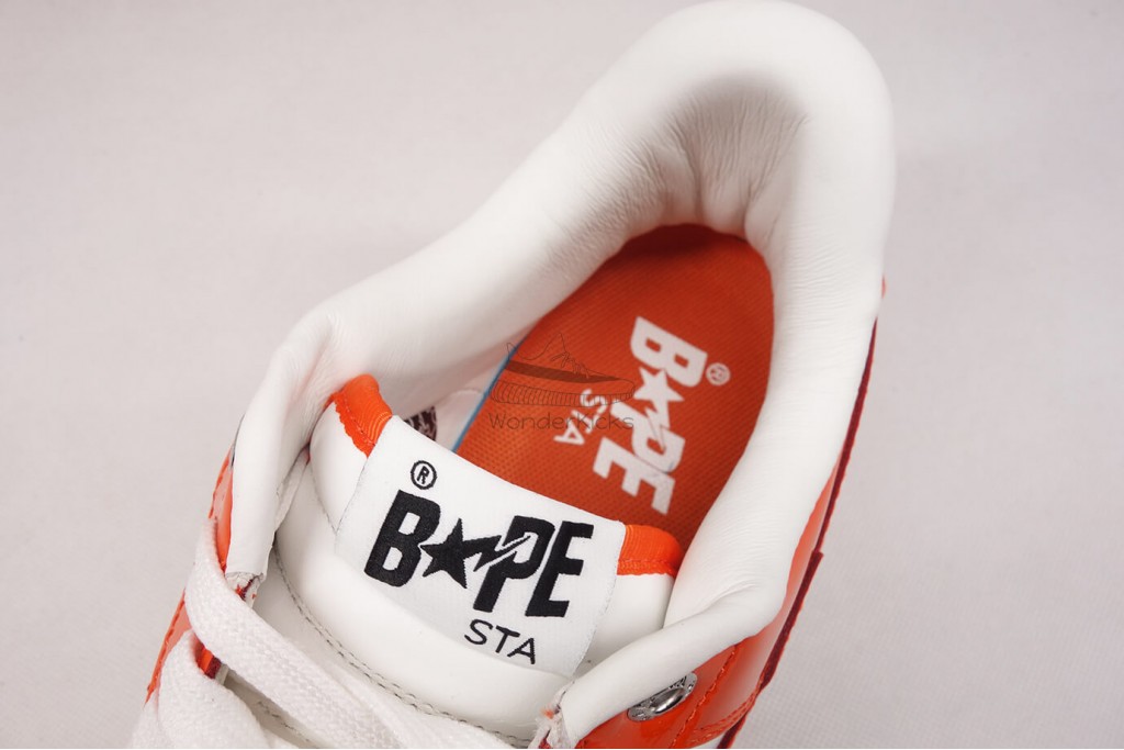 a bathing ape bape sta patent leather orange white