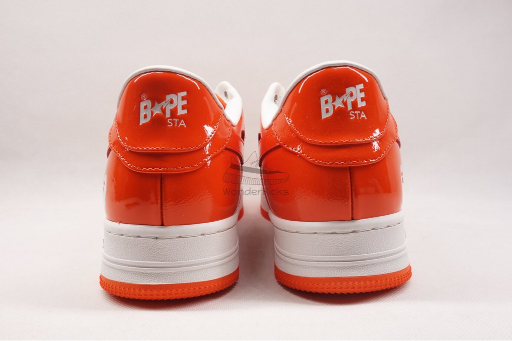 a bathing ape bape sta patent leather orange white