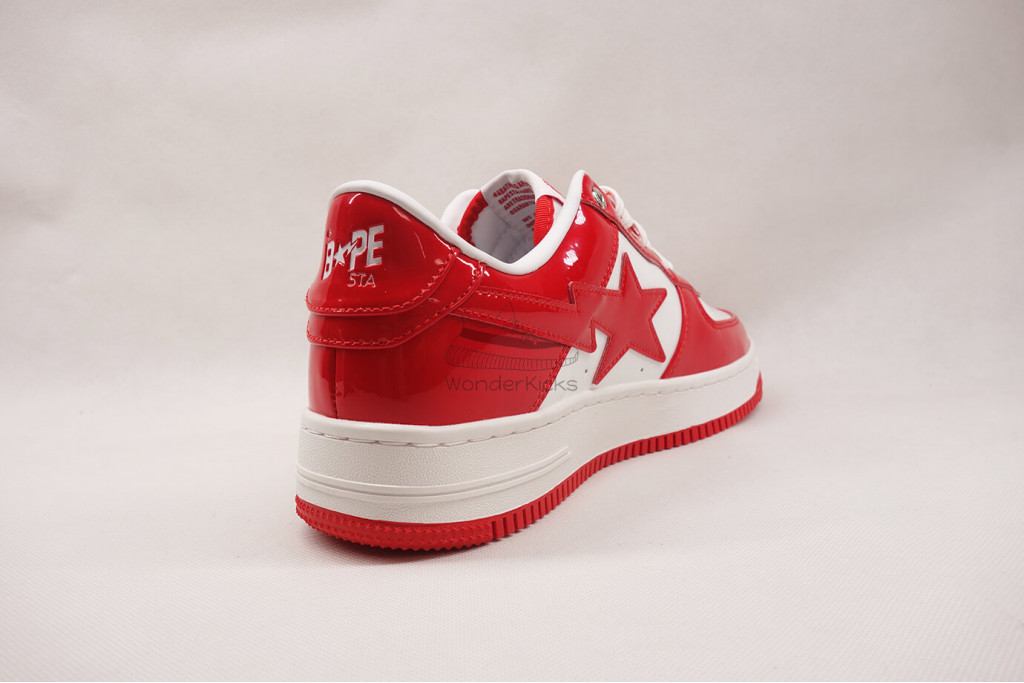 a bathing ape bape sta patent leather white red (2023)