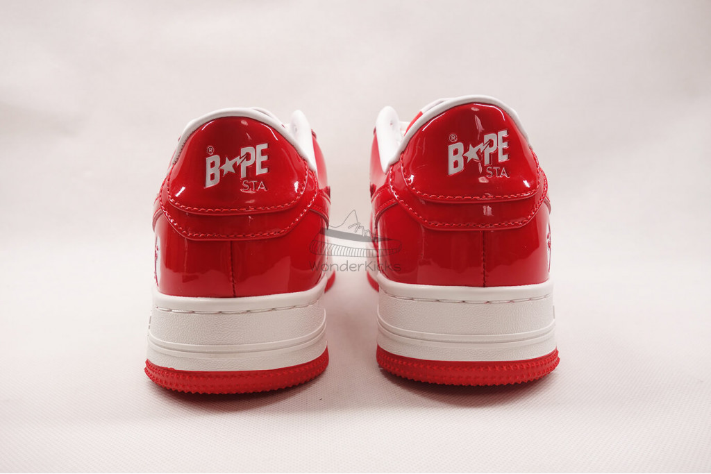 a bathing ape bape sta patent leather white red (2023)