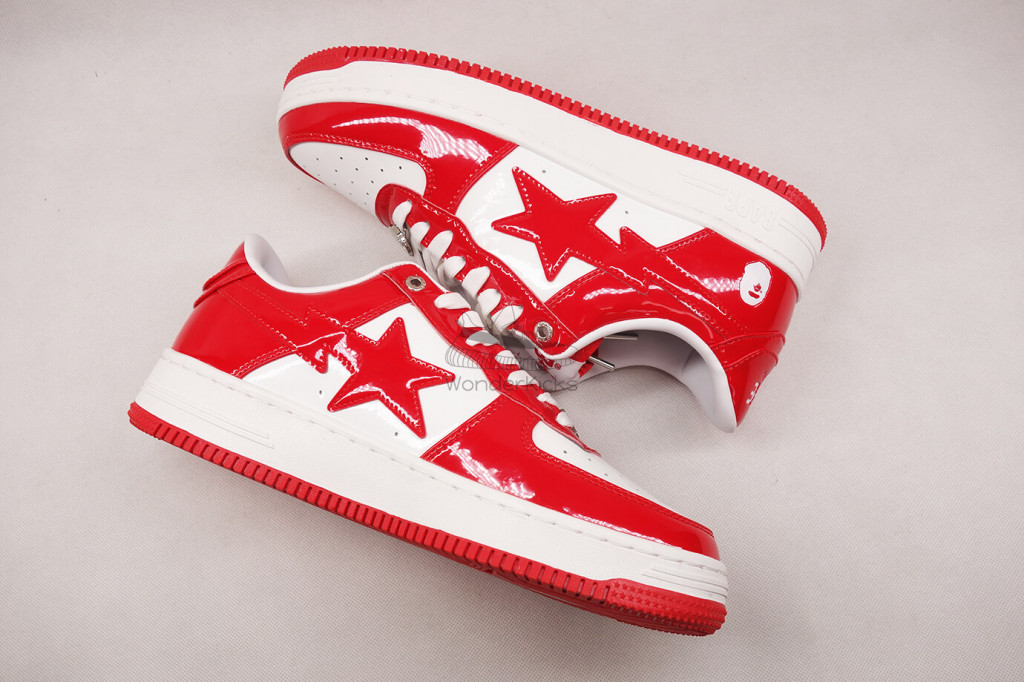 a bathing ape bape sta patent leather white red (2023)