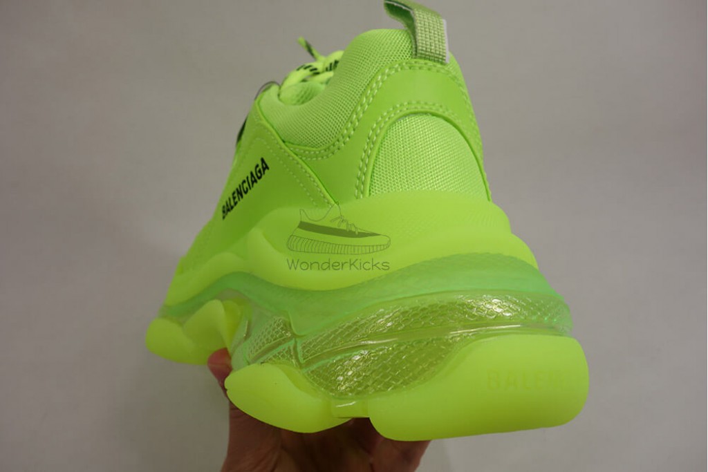 bc triple s clear sole trainer fluo yellow