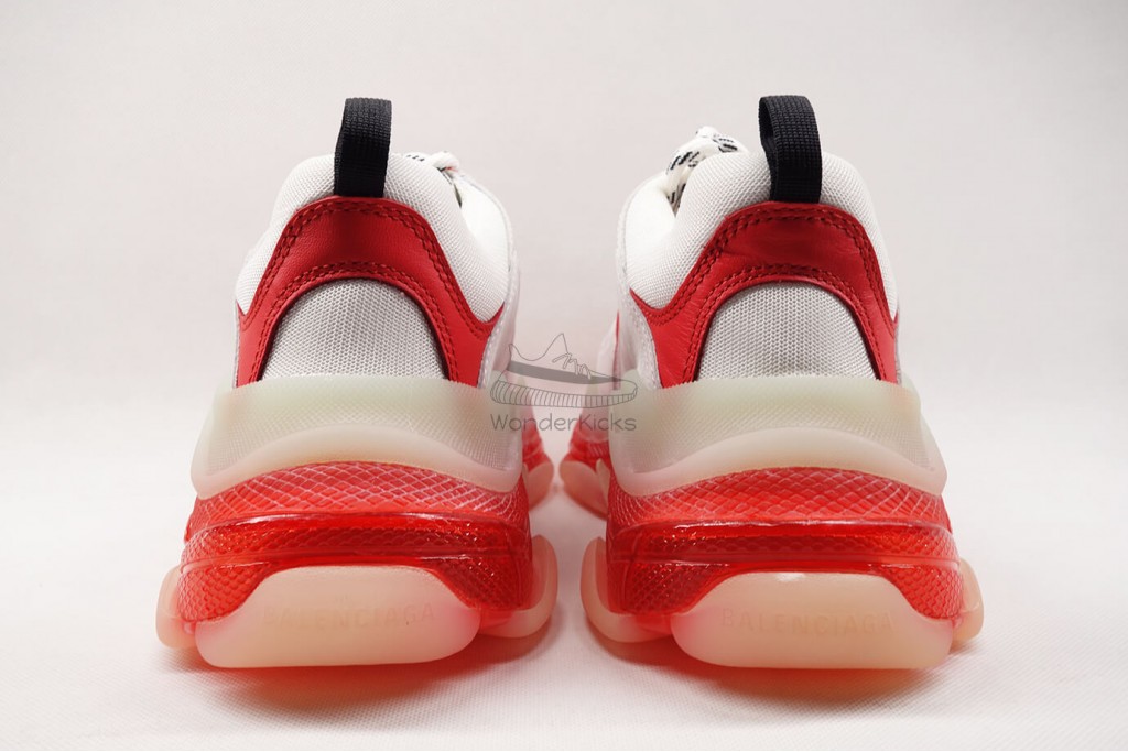 bc triple s clear sole trainer white red